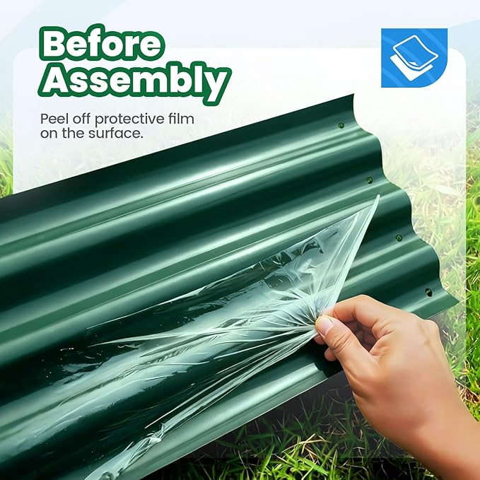 Quictent Galvanized Raised Garden Bed 8x4x1 Ft Metal Planter Box for Vegetables Bottomless for Backyard 2 Tomato Cages Included Green 2PCS
