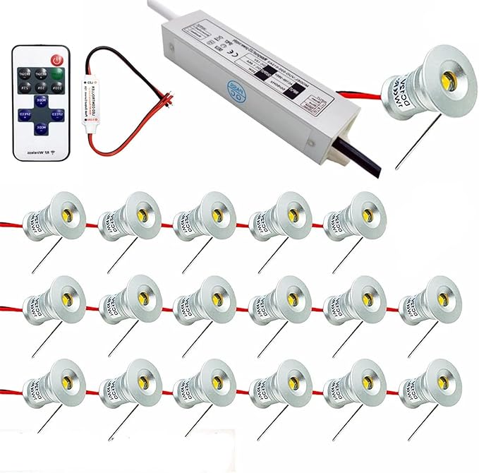Color+Control Outdoor 1W Spotlight 12V Mini Spotlights Lighting Angle 120° with Transformer 18Pack