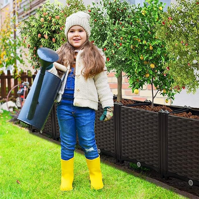 Large Planters for Outdoor Plants Raised Garden Bed Kit Rectangular Elevated Plastic Garden Boxes for Gardening Vegetables Flowers in Backyard Patio Balcony