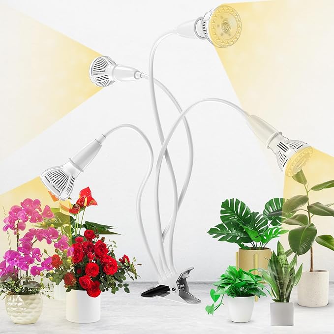 Grow Lights for Indoor Plants LED 40 W Full Spectrum Bulb Replaceable Plant Light 600 W Equivalent Clip on Grow Light with Optical Lens for Indoor Growing Lifetime Free Bulb Replacement