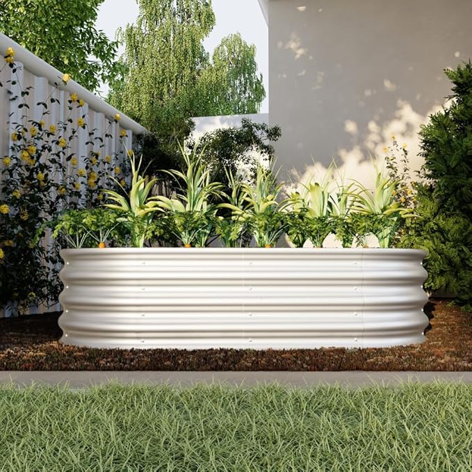 Beaunicorn 1Pcs 4x2x1ft Galvanized Raised Garden Bed Heavy Duty Planter Raised Beds for Outdoor for VegetablesFlowers &ampHerbs Rust-Resistant Metal Garden Bed Easy Assembly