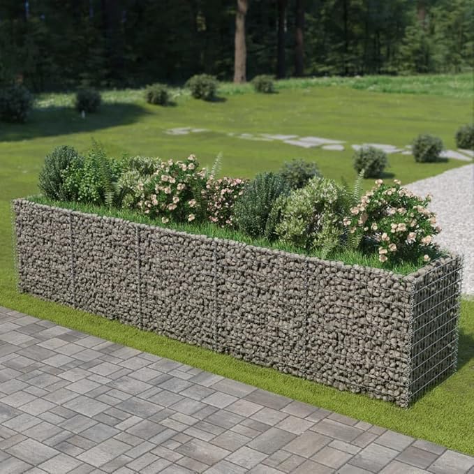 vidaXL - Raised Garden Bed/Flower Bed Gabion Basket - 177.2x35.4x39.4 - Proof Galvanized Steel - High Load Capacity