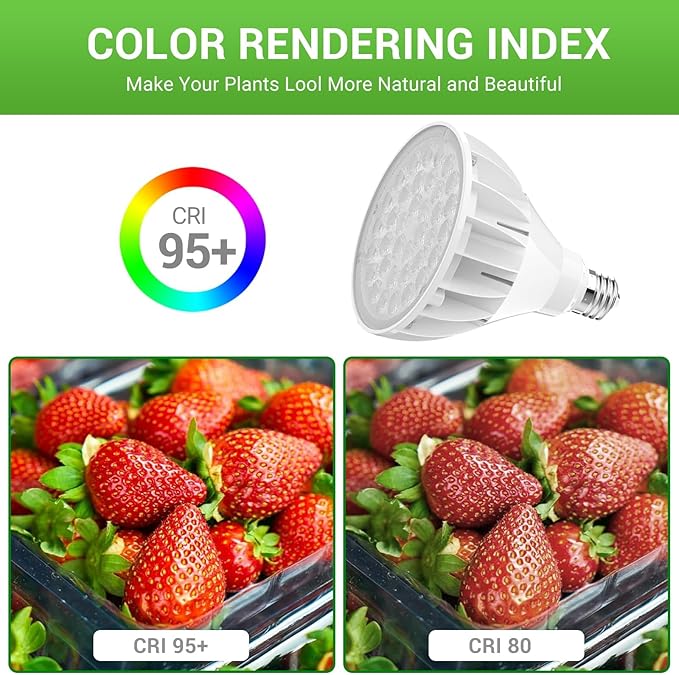 RDJ Bouns Grow Light Bulbs for Indoor Plants E26 Base 26W 3422LM (300 Watt Equiv) High PPFD with Optical Lens CRI98 Seeds and GreensLED Plant Light Bulb for Growing Gifts for Gardening Lovers