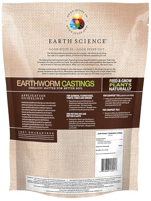 Earth Science Earthworm Castings &amp Udder Magic Plant Food Bundle – Premium Fertilizer for Indoor &amp Outdoor Plants – Nutrient-Rich Soil Enhancer &amp Rapid Fruiting Fertilizer – Eco-Friendly