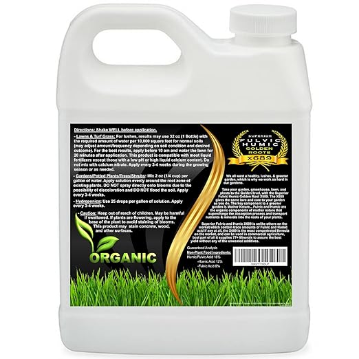 Humic Acid &amp Fulvic Acid Liquid Concentrate - 10000 sq ft - Organic Plant Food Enhancer for Lawn Plants Turf Grass &amp Garden Soil