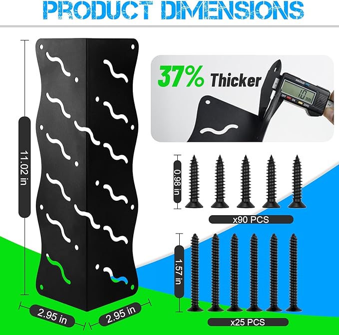 Set of 8 Raised Bed Edging BracketCorner Brackets with Wood Screws Rust Resistant Metal Connectors 11 x 3 x 3 for 20-24 Beds Raised Bed Corners for Vegetable Planter Garden Matte Black