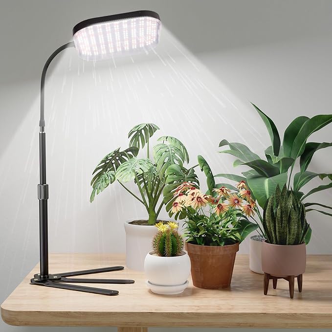 Super-Bright Grow Light 100W 336LEDs 6000K White Full Spectrum Plant Growing Lamp for Home Office Indoor PlantsAdjustable Height &amp Auto Timer 4 8 12Hrs 12V 3A High Power Output for Faster Growt