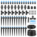 QWORK 230FT Drip Irrigation System Automatic Sprinkler System Kit Garden Watering System 10-Minute Install Microdroplets &amp Adjustable Modes