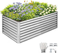 Outvita 6×3×2ft Galvanized Raised Garden Bed Metal Outdoor Planter Box Rectangular Garden Bed for Planting Vegetables Fruits Flowers Silver