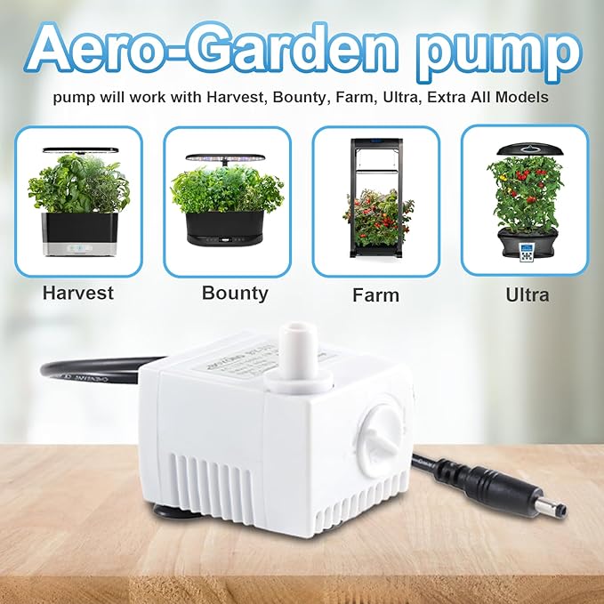 200623 Aero-Garden Pump with 20 Filters Ultra Quiet Pump Fit for Harvest Elite Bounty Farm Extra Ultra Hydroponics System