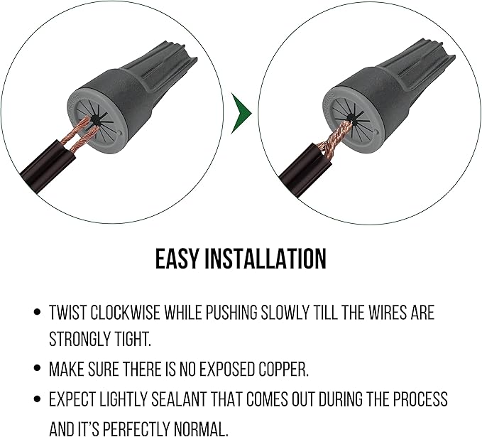 GKOLED 30W 5000K Bullet/Round Outdoor Spotlight 44 Degree Beam Angle Light with 30-Pack Waterproof Large Size Wire Connectors