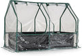 HAPPYGRILL 4 x 2 x 3 FT Galvanized Raised Garden Bed with Cover Metal Elevated Planter Box with Dual Roll-up Windows for Vegetables Herbs Flowers Mini Greenhouse for Outdoor Patio Balcony (Black)
