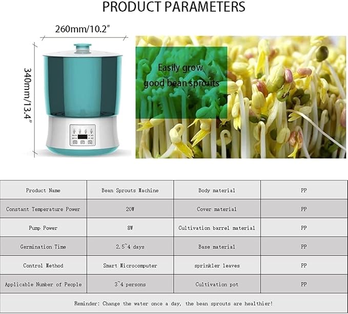 Automatic Sprouter Bean Growing Machine Household Intelligence Seed Sprout Maker Automatic Sprinkler Green Seeds Growing Machine Automatic Yogurt