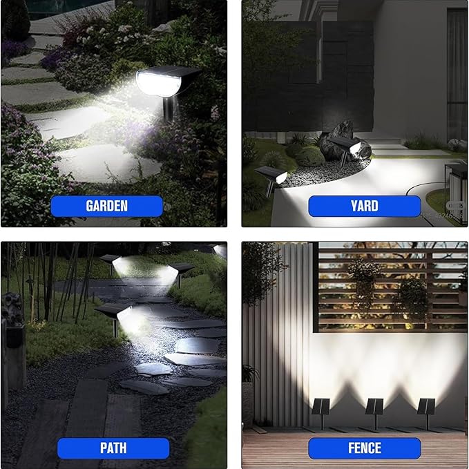 Solar Spot Lights Outdoor - Landscape Lights IP65 Waterproof Single Crystal Solar Landscape Spotlight6500K Adjustable Outdoor LightingSuitable For GardenCourtyardsLanesand Walkways(Warm whi