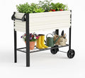 WORKPRO Galvanized Raised Garden Bed with Legs &amp Wheels 37x14.6x31.6in 400LB Capacity Elevated Planter Box for Garden Backyard Patio &amp Deck White