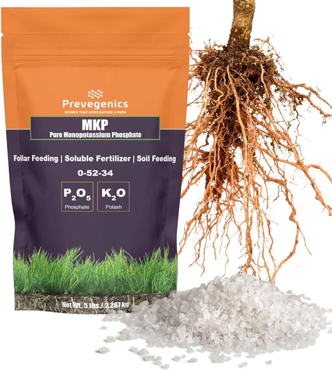 Monopotassium Phoshpate (MKP) Fertilizer 0-52-34 | Highly Water Soluble | Supports Strong Root Development &amp Flowering | Enhances Flower Formation &amp Fruit Production | (5 Pounds)