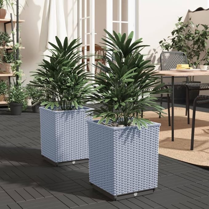 Planters 2 pcs Light PlanterGarden BedGalvanized Raised Garden BedPlanter Raised bedsGalvanized PlanterGray 11.8x11.8x14.6 Polypropylene