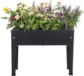 Piksedo Raised Garden Bed Elevated Planter Metal Plant Box with Legs Standing Garden Stand Drainage Holes Frosted Black