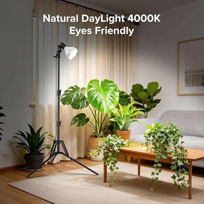 SANSI Standing Grow Lights for Indoor Plants 40W Plant Lights for Indoor Growing Full Spectrum(600W Equiv) Tripod Adjustable 30-55 Plant Lamp with 4-Level Dimmable Auto On Off 4 8 12 Hrs Timer