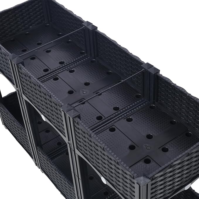 ZeHuoGe Planter Raised Beds Elevated Planter Garden Box with Drainage Plug Raised Garden Beds for Vegetable/Flower/Herb Outdoor Standing Beds Gardening (Black 47.2 Inch)
