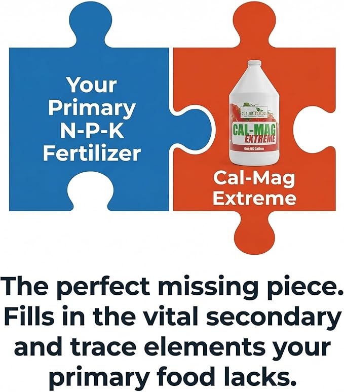 GS Plant Foods Cal-Mag Extreme Liquid 1 Gallon Fertilizer with Calcium Magnesium Iron and Sulfur Supplement Corrects Secondary Nutrient &amp Trace Element Deficiencies N-P-K of 2-0-0