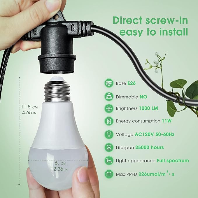 Briignite LED Grow Light Bulb &amp 3 Hanging Grow Light