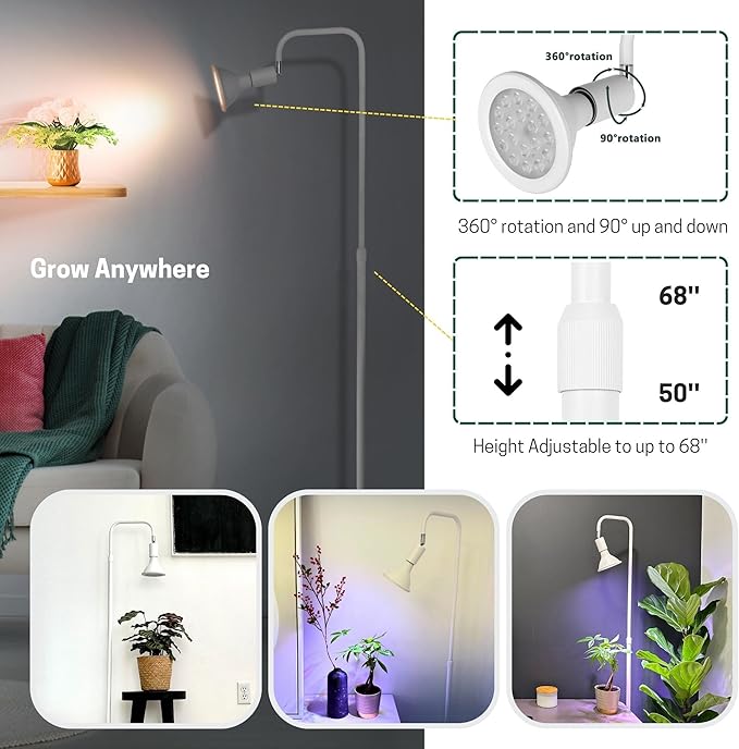 Sol-Leaf Premium LED Grow Lights: Adjustable Full Spectrum Remote Control Auto On/Off Timer Dimmable Swivel Head Height Extendable Stand - Ideal for Indoor Flower Growth Birthday Gift.