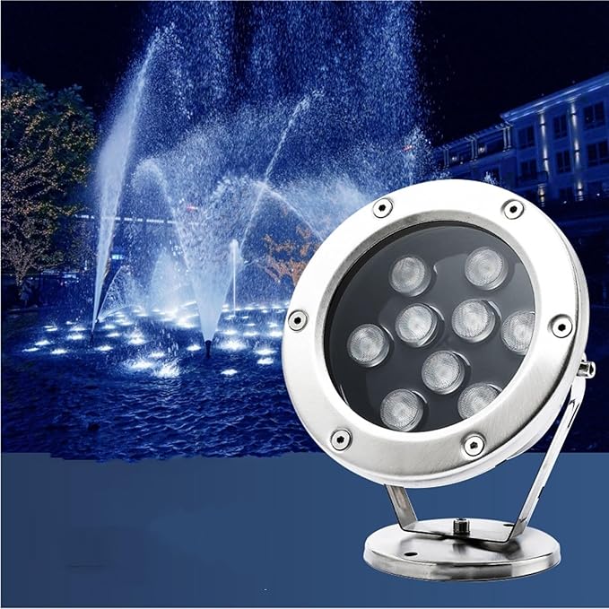 LED Beam Spotlight IP68 Ground LED Landscape Lights 12V Ring Fountain LEDs Lamp 360° Adjustable Angle Underwater LEDs Lights Pond Light(Red18W)