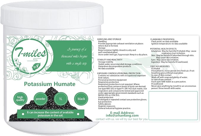 T-MILES Potassium Humate Fertilizer 1L - Improves Soil Crop Growth &amp Resistance Enhances Crop Yield &amp Quality