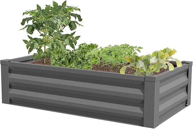 Greenes Fence Powder-Coated Metal Raised Garden Bed Planter 24 W x 48 L