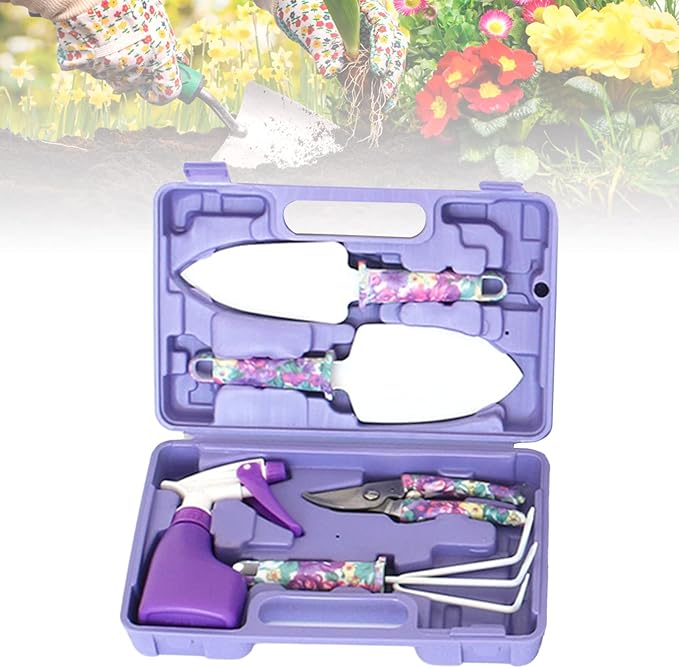 Garden Tools Set Metal Plastic Comfortable Hand Feel Gardening Kit Multifunctional Gardening Tool Set for Yard Care Children's Living Practice(Color 2)
