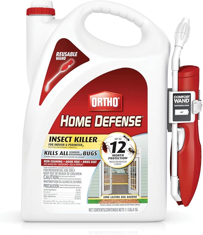 Ortho Home Defense Insect Killer for Indoor and Perimeter2 with Comfort Wand - Ready-To-Use Bug Spray Kills Ants Cockroaches &amp Spiders 1.1 gal. (2-pack)