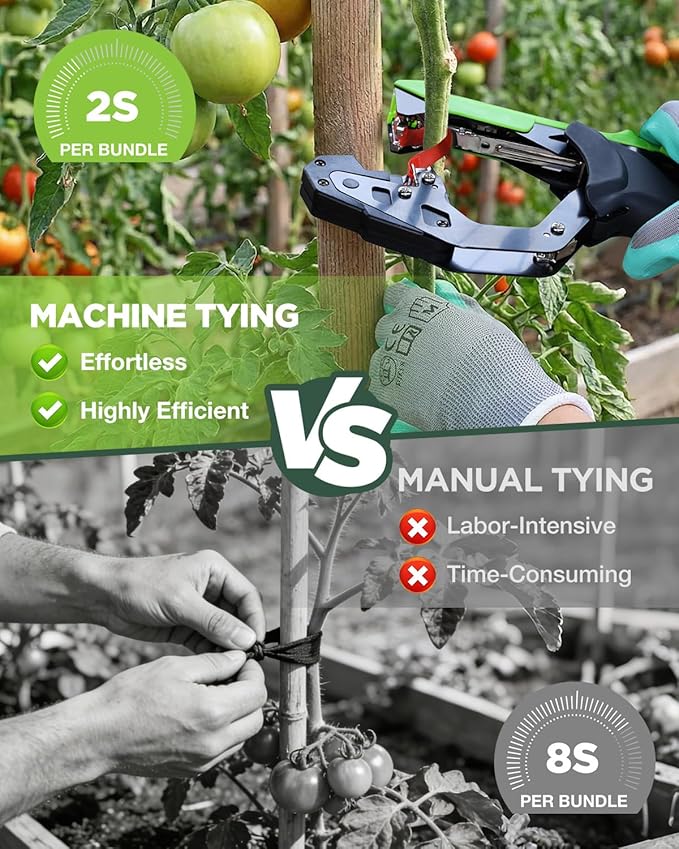 WORKPRO Plant Tying Machine with 6 Scissors Lightweight Tape Gun for Tying Vines and Support Plant Includes Gloves 20 Rolls of Tape 10000 Staples Ideal for Tomatoes Grapes Cucumber Vegetables