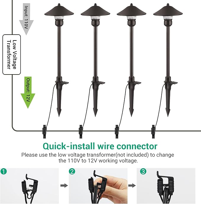 DEWENWILS LED Outdoor Low Voltage Landscape Lights 14W 540LM 3000K 12V Low Voltage LED Landscape Spotlight 3W 150 LM 12V AC/DC Landscape Pathway Lights