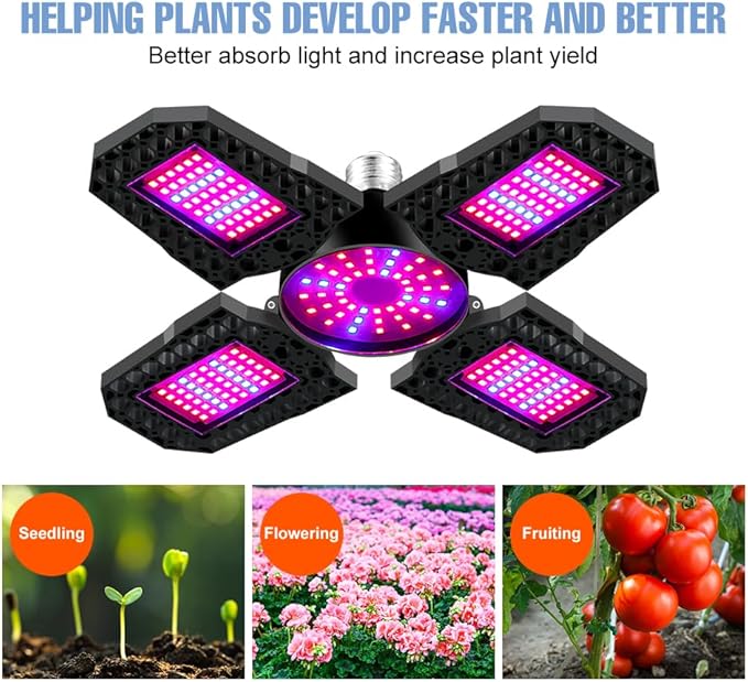 200W Deformable Planting Lamps 100-277V Full Spectrum Light 110V Greenhouse Hydroponic Seeds Adjustable Panels Lighting Sunlight Indoors Vegetable Box UV/IR Succulent Cultivation Moss Lighting