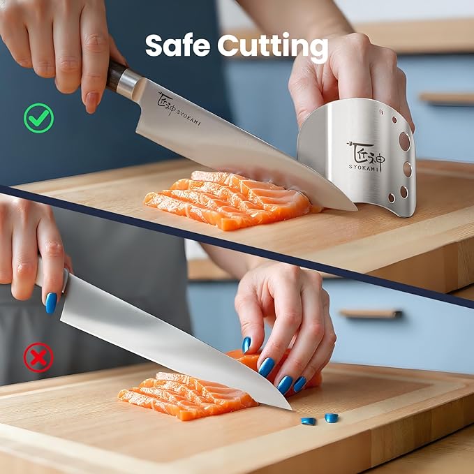 Finger Guards for Cutting Food Protects Women’s Fingers and Nails Ideal Gift for Her Mom or Wife 2 Stainless Steel Finger Protectors with Herb Stripper Adjustable Size