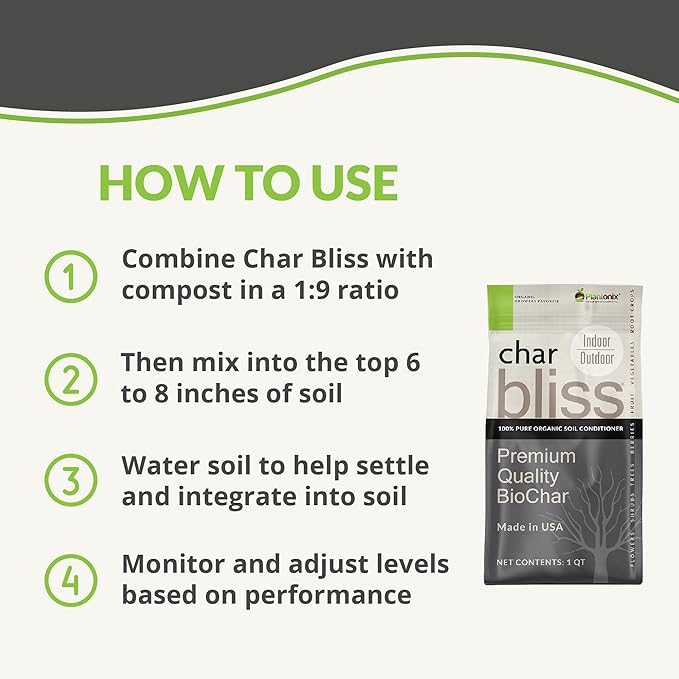 Char Bliss (1 Cubic Ft) - Organic Biochar for Plants - OMRI-Listed Biochar Soil Amendment Organic - Horticultural Charcoal for Plants Gardening &amp Potting Soil - 100% Natural and Renewable Bio Ch