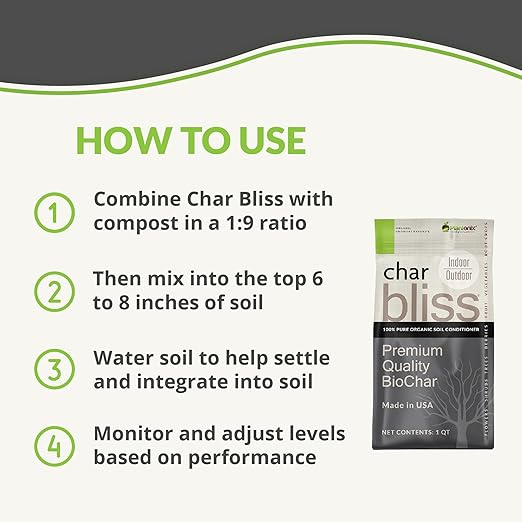 Char Bliss (8 Qts) + Kelp Bliss (5lbs) - Kelp Meal Organic Fertilizer &amp Organic Biochar for Plants - Biochar Soil Amendment - Charcoal for Plants - Organic Kelp Fertilizer for Plants - Kelp for Pl