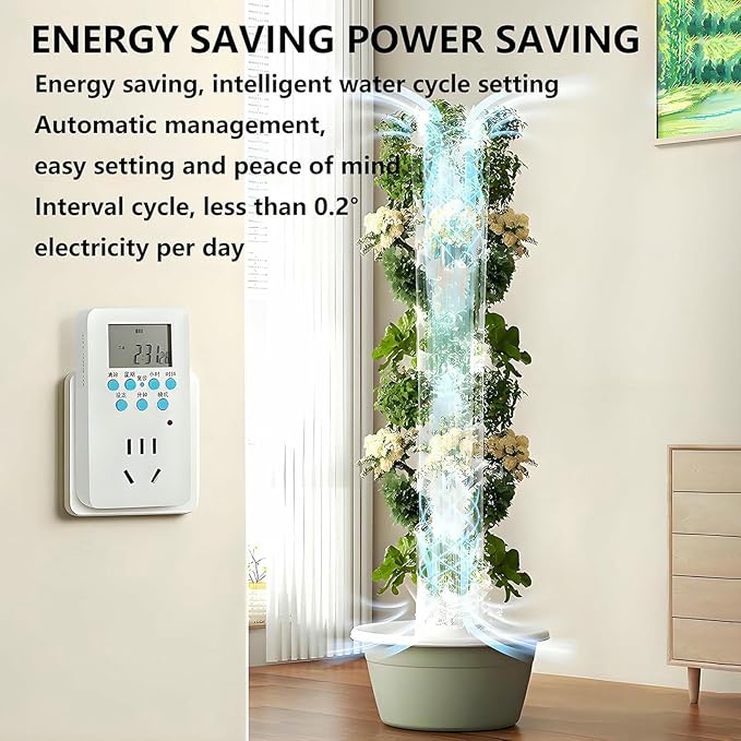 Hydroponic Tower Growing Sytem with Pump and Movable Water Tank Indoor Vertical Gardening Grow Kit Hydroponics Tower Garden for Herbs Fruits and Vegetables -*