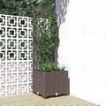 Brown Polypropylene Garden Planter 15.7x15.7x53.5 in Square Outdoor Raised Garden Bed with Trellis Durable Matte Finish for Patio Balcony Flowers