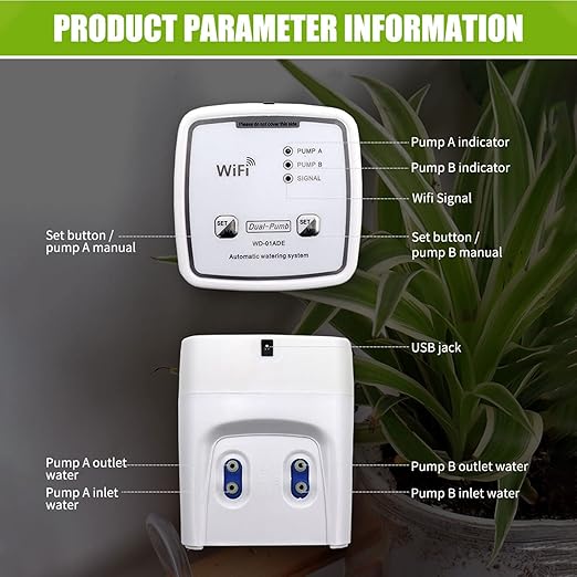 Wi Fi Enabled Drip Irrigation Kit with Dual Pump - DIY Automatic Watering System for Up to 20 Potted Plants Remote Controlled Stylebestp6hgmu879y