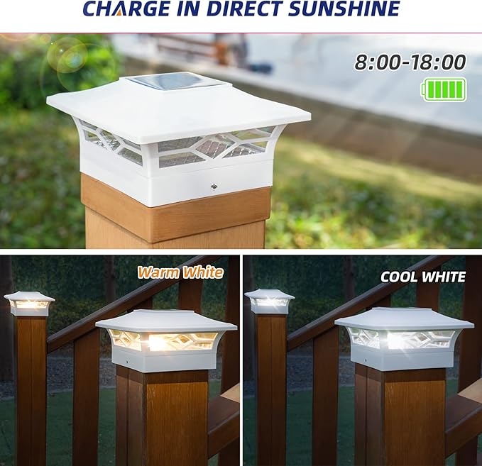 APONUO Bundle of 2 Items Solar Fence Post Lights Led Solar Spotlights