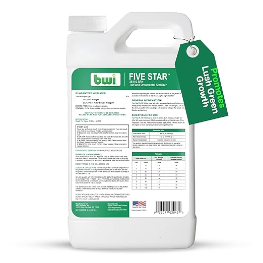 Five Star 28-0-0 Liquid Fertilizer for Healthy Plant Growth &amp Enhanced Nitrogen Absorption - Clear Blue Superior Surfactant Urea TriZone Formula with Slow Release Fertilizer (70% SRN) - 1 Quart