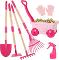 Kids Gardening Tools Outdoor Toys Set - Wheelbarrow Backyard Play Set for Kids with Shovel Rake Leaf Rake Summer Yard Digging Weed Toys Easter Birthday Gifts for Boys Girls Age 2 3+ Years Old