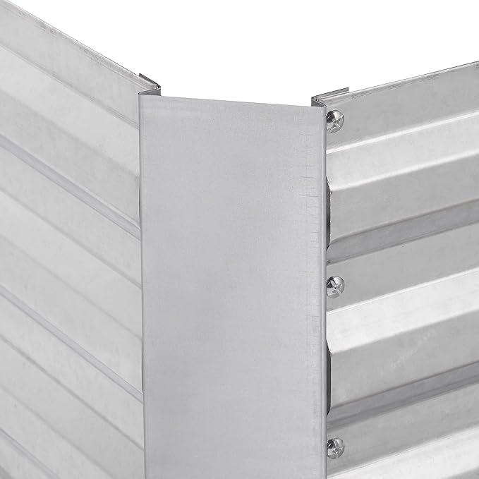 Relaxdays Raised Flowerbed Galvanised Metal for Flowers Vegetables HxWxD: 30x90x90 cm Plant Bed Silver Iron 30 x 90 x 90 cm