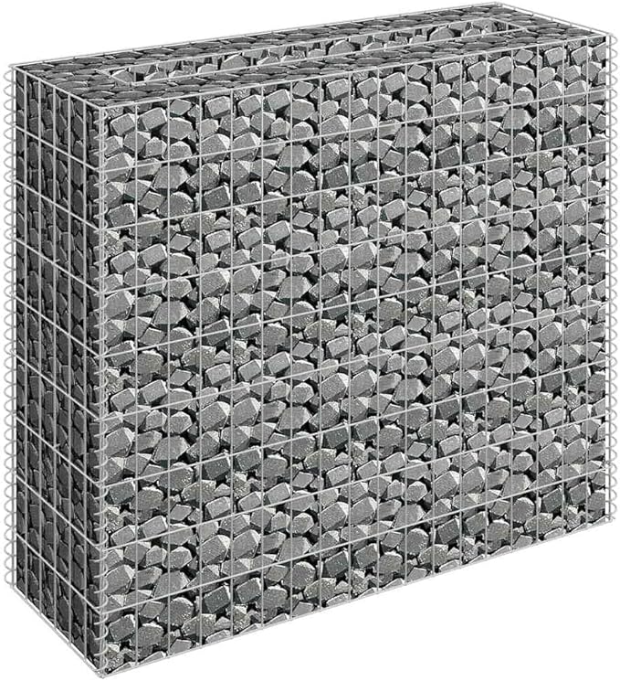 Gabion Raised Bed Silver Galvanized Steel Garden Pot Gardening Pot for Patio Lawn 35.4x11.8x35.4 in