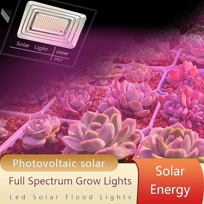 Solar LED Grow Lights Rechargeable Full Spectrum Floodlight Plant Growing Light Waterproof Phytolamp for Indoor Outdoor Plants Flower Seedlin with Remote Control and USB Charging35W