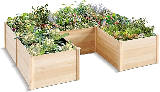 PaPaJet Wooden Raised Garden Bed Large Deep Planter Box for Outdoor Gardening Vegetables Flowers and Herbs 7.5×6.0×1.6FT