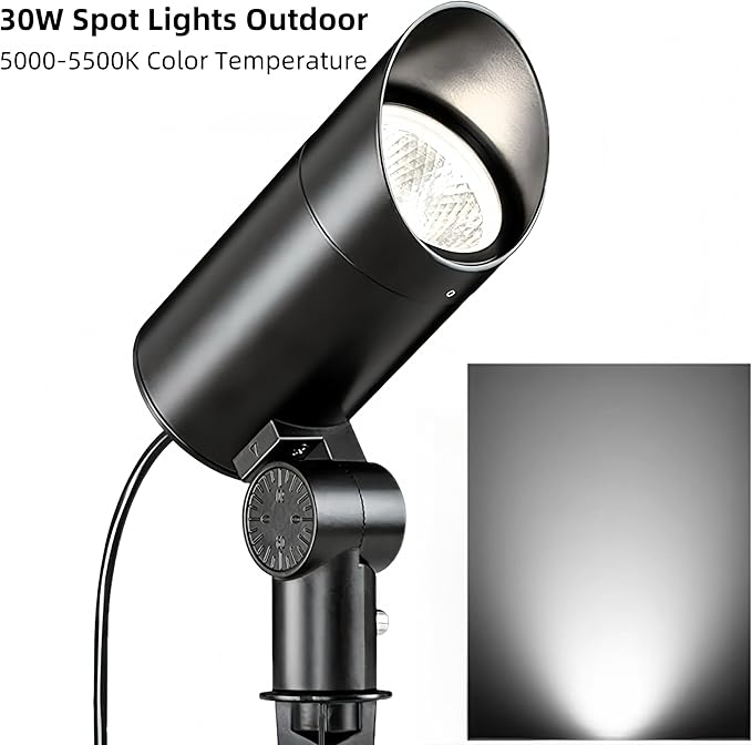 30W Spot Lights Outdoor 5500k Dusk to Dawn Flag Pole Light IP65 Waterproof Landscape Lighting with Light Sensor Ultra-Bright Auto On/Off Outdoor LED Spot Lights for Yard Garden
