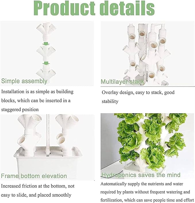 Hydroponic Tower Grow SystemGarden Hydroponic Growing System Vertical Tower for Fresh Herb Garden Fruits VegetablePlant Tower Gift for Gardening Lover16Holes